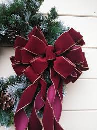 14 Burgandy Velvet Bow Christmas Wreath Bow Gold Edge Etsy Christmas Wreath Bows Christmas Wreaths Tree Topper Bow