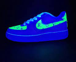 Airforce One Neon Green Louis Vuitton By Kustomsneaks Blue Aesthetic Dark Neon Shoes Blue Aesthetic Grunge