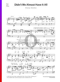Baixar música mp3 é um programa desenvolvido por gratuito apps. Didn T We Almost Have It All Sheet Music Piano Voice Pdf Download Streaming Oktav