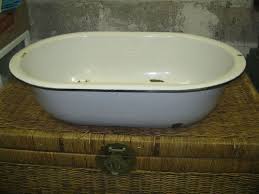 vintage metal enamelware baby wash tub