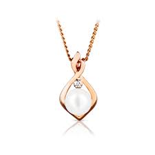 9ct Rose Gold Freshwater Pearl Pendant Wallace Bishop Jewellers Diamond Dress Ring Pearl Pendant Jewelry
