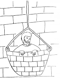A contemporary stained glass window celebrating the life of saint paul. Bible Story Coloring Page For Saul Paul Escapes In A Basket Free Bible Stories For Children