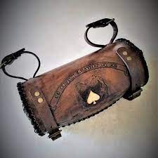 Ace Of Spades Tool Bag Biker S Tool Bag Motorcycle Fork Etsy Leather Work Bag Tool Bag Mens Leather Bag