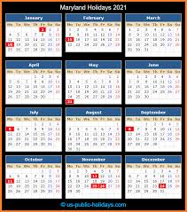 Maryland Holidays 2021
