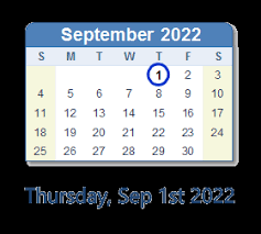 September 1 2022 Calendar With Holidays Count Down Usa