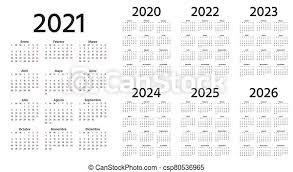 The calendars for 2021 are more simple and elegant to suit all kinds of needs. Spanish Calendar 2021 2022 2023 2024 2025 2026 2020 Years Vector Illustration Simple Template Spanish Calendar 2021 Canstock