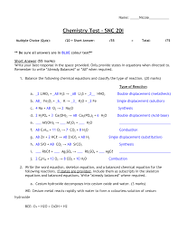 Balance and classify five types of chemical reactions: Osbqrpmx2ts5im