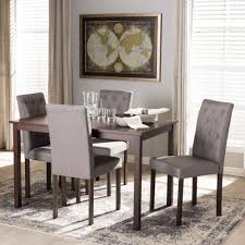 Baxton Studio Gardner Contemporary 5 Piece Dark Brown Finished Grey Upholstered Dining Set 131 5255 7132 Gdk Goedekers Com Tufted Dining Chairs Dining Chairs Contemporary Dining Sets