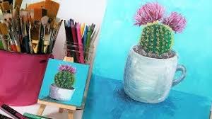 I used golden heavy body acrylic paints and a couple brushes made for acrylic there are lessons on how to work around mental roadblocks, break bad habits and methods on how to figure out those difficult faces. Canvas Giveaway And Acrylic Painting Cactus Tutorial The Frugal Crafter Blog