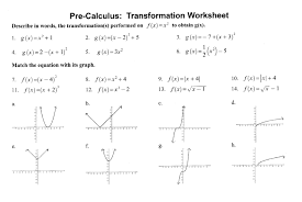 A student will need to understand the difficulty levels associated with these problems so they can. Solved Pre Calculus Transformation Worksheet Describe In Chegg Com