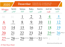 Kalender Desember 2020 Kalender Rabu Tanggal