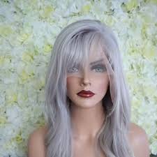 26 Inch (26") Lace Front Balayage 100% Human Hair Wig Gunmetal Gray With  Cool Silver