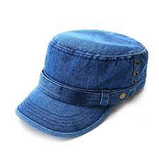 Mens Denim Flat Top Hat Outdoor Military Army Visor Peaked Hat Adjustable Denim Flats Flat Top Hat Military Hat Pattern