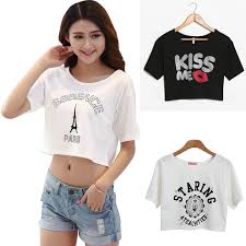 Women Crop Tops White Sexy Short T Shirt Cotton Summer Print Punk Kiss Lip Owl Zebra Paris Top Cropped Tops Tees Croptop V10p17 Shirt Motorcycle Shirt Girlshirt Stripe Aliexpress