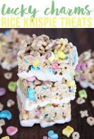 Lucky Charms Rice Krispie Treats Are Delicious Gooey Krispie Treats Made With Lucky Charm C Rice Krispies Lucky Charms Treats Recipe Lucky Charms Marshmallows