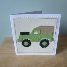 Land Rover Jeep Car Applique Textile Card Birthday Boys Card Making Birthday Cards Handmade Card Craft