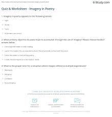 Did you know these fun facts and interesting bits of information? Quiz Worksheet Imagery In Poetry Study Com