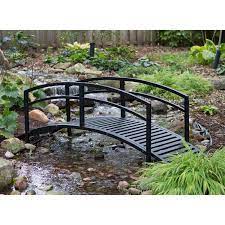 Pont en bois design par redwood garden bridges. Modern 8 Ft Metal Garden Bridge With Arched Rails In Black Powder Coated Steel