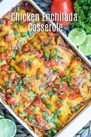This Easy Chicken Enchilada Casserole Is Made With Red Sauce Chicken Easy Chicken Enchilada Casserole Easy Dinner Recipes Crockpot Chicken Recipes Casserole