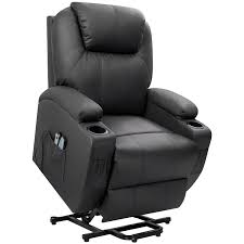 Walnew Power Lift Recliner With Massage And Heat Black Faux Leather Walmart Com Lift Recliners Power Recliners Recliner