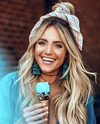 Half Bun With Scarf Savannah Labrant Summer Hair Half Up Bun Hair Scarf Bandana Scarf Hairstyles Long Hair Styles Summer Hairstyles