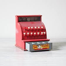 Signed to stand up undor normal mistreatment, reason. Vintage Tom Thumb Red Register Mid Century Child S Toy Vintage Toys Play Cash Register Childhood Toys