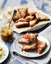 Cut each piece into four triangles. 100 Our Best Ever Prawn Recipes Delicious Magazine