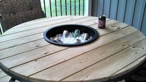 Patio Table With Built In Ice Bucket Made From Pallets Spool Furniture Spool Tables Wire Spool
