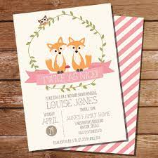 Twin Fox Baby Shower Invitation For Girls Twin Baby Shower Twins Baby Shower Invitations Fox Baby Shower Invitations Etsy Baby Shower Invitations