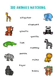 Zoo Animals Matching Interactive Worksheet Zoo Animals Animal Printables Zoo