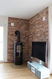 backsteinwand kaminwand fernsehwand klinkerriemchen retro style alte ziegelriemchen backsteinwand kamin wand klinkerriemchen