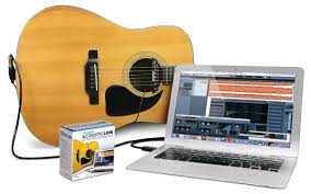 An audio interface is a simple box that allows you to plug your guitar or other inputs into it, and it converts the signal into a digital signal to send via usb to your computer. Alesis Acousticlink