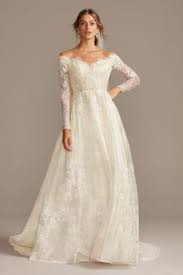 Shimmer Lace Long Sleeve Applique Wedding Dress David S Bridal Long Sleeve Wedding Dress Lace Applique Wedding Dress Davids Bridal Wedding Dresses