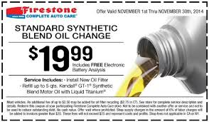 Firestone 19 99 Synthetic Blend Oil Change Coupon November 2014 Oil Change Firestone Repair And Maintenance