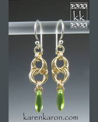 happy st patrick s day celtic spiral knot earrings in gold fill weave by corvus chainmaille chainmail earrings jewelry jewellery karenka ビーズ チェーン ピアス