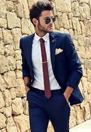 Navy tie with simple pattern. What Color Shirt And Tie To Wear With Navy Blue Suit Maxium Buff