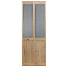 Pinecroft 23 5 In X 78 625 In Mezzo Glass Over Raised Panel Frost 1 2 Lite Pine Wood Interior Bi Fold Door 874820 The Home Depot Glass Bifold Doors Bifold Doors Bifold Door Hardware