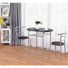 T Bistro Dining Set Table And 2 Chairs Kitchen Furniture Pub Home Restaurant Table Chair Sets 3 Pcs Blac Bistro Table Metal Dining Table Dining Table Setting