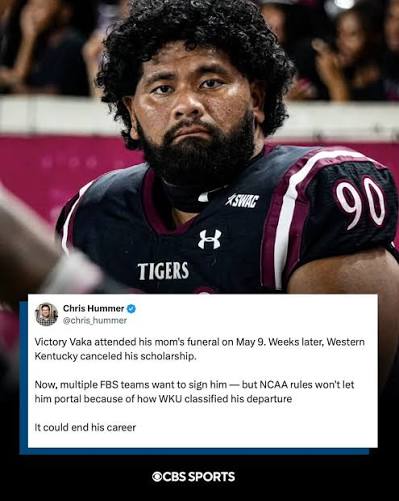 CBS Sports College Football | Weeks after the death of his mother,  D-Lineman Victory Vaka had his scholarship cut at Western Kentucky, via CBS  Sports' @chris_hummercfb.... | Instagram