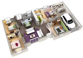 Cuisine fermée et salon salle à manger traversant. Plan Maison 3d Plain Pied Plan Maison Plan Maison Contemporaine Plan De Maison