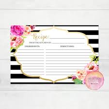 Bridal Shower Recipe Card Modern Floral Recipe Cards 4x6 Printable Recipe Card Spade Recipe Card Watercolor Floral Card Bridal Shower Recipes Cards Kate Spade Bridal Shower Favors Kate Spade Bridal Shower
