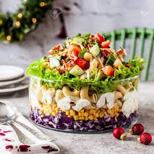 We've heaps of delicious pasta salad recipes, perfect for lunch or an accompaniment. Layered Christmas Pasta Salad Stock Photo Picture And Royalty Free Image Image 113437542