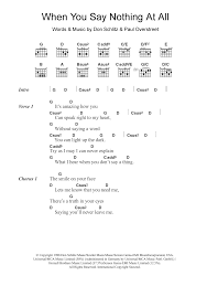 Bbm girl, just say it three times in a row. When You Say Nothing At All Sheet Music Ronan Keating Guitar Chords Lyrics