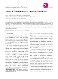 Pdf Impact Of Elderly Abuse On Their Life Satisfaction