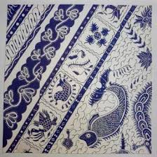 Batik Indramayu Navy And White Fish Kain Tekstil Lukisan