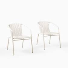 All Weather Wicker Stacking Chair Set Of 2 In 2020 Chair Chair Set Stacking Chairs