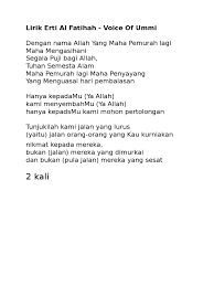Dari segi bahasa, al fatihah memiliki arti yaitu pembukaan. Lirik Erti Al Fatihah