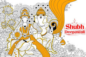 Goddess Lakshmi And Lord Ganesha On Happy Diwali Holiday Doodle Background For Light Festival Of India Illustrat In 2020 Doodle Background Diwali Holiday Happy Diwali