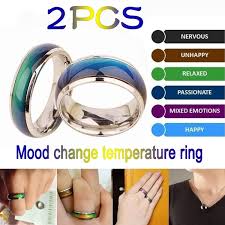 2pc Stainless Ring Changing Color Mood Rings Feeling Emotion Temperature Ring Wide 6mm Smart Jewelry