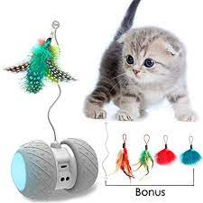 Malsipree Robotic Interactive Cat Toy Automatic Feather Ball Teaser Toys For Kitten Cats Usb Rechargeable Elec Interactive Cat Toys Cat Toys Cat Pet Supplies